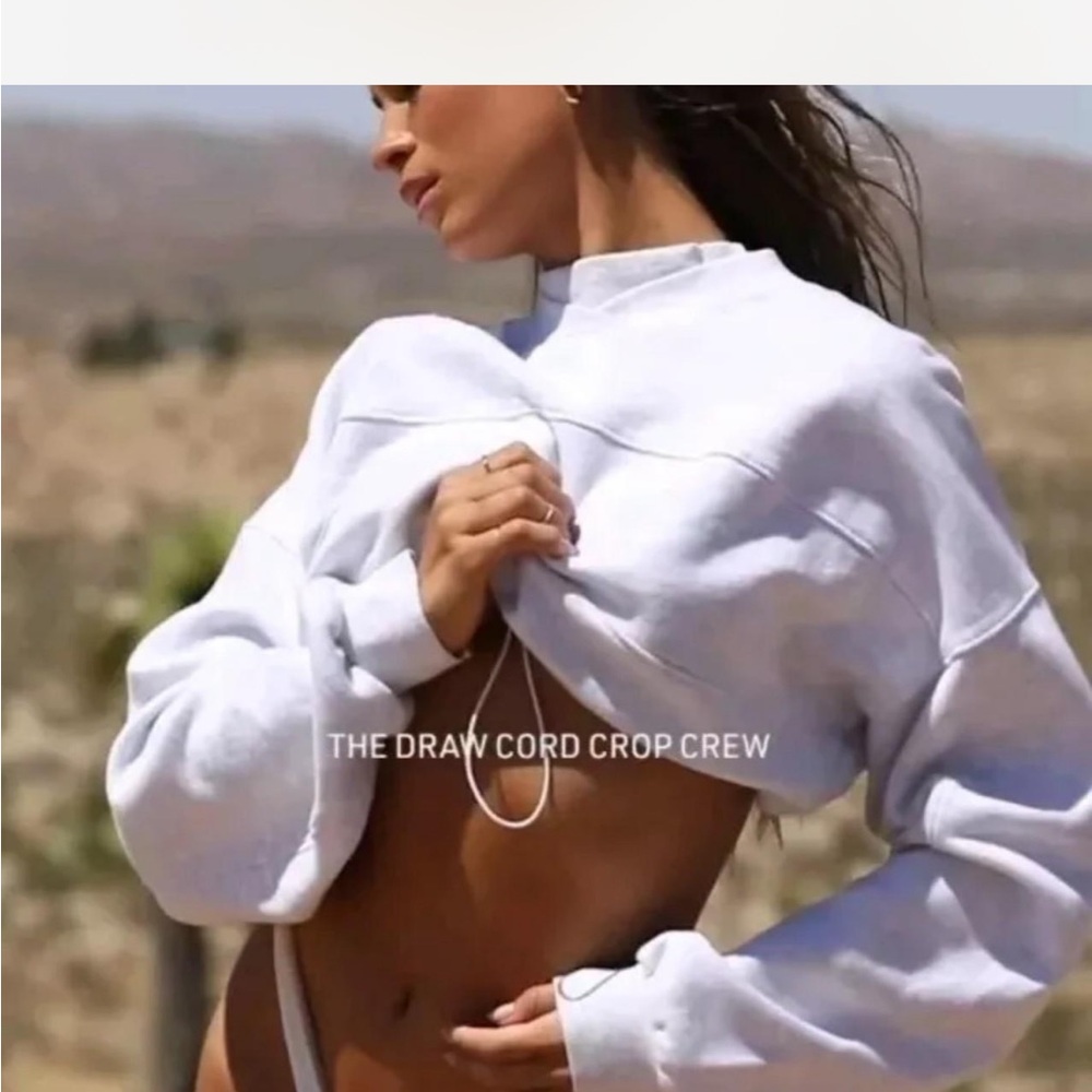 Josh Brown draw cord crop crew sweatshirt